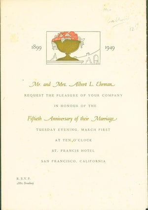 Item #270133 Mr. and Mrs. Albert L. Ehrman Request the Pleasure of Your Company in Honour of the...