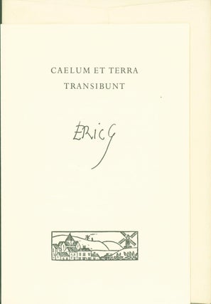 Item #270135 Caelum et Terra Transibunt. Eric Gill