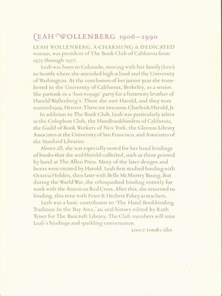Item #270262 Leah Wollenberg. Lewis and Dorothy Allen