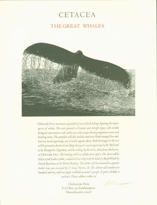 Item #271238 Cetacea: The Great Whales. (press announcement poster). Alan James Robinson