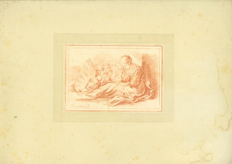 Item #271650 Mere de Deux Enfants (Mother with two infants) (engraving). Louis-Marin Boucher.