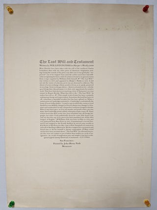 Item #271729 The Last Will and Testament (of Charles Lounsbury). Williston. Edward F Fish, O'Day,...
