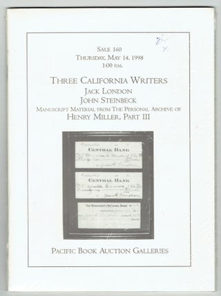 Item #272154 Three California Writers: Jack London, John Steinbeck Henry Miller, Part III....