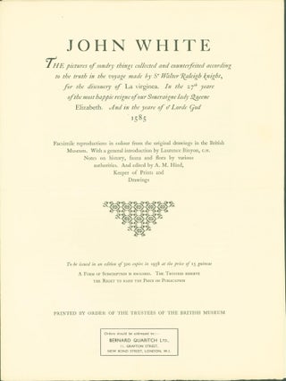 Item #272253 John White, the pictures of sondry things collected and counterfeited according to...
