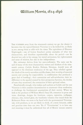 Item #272711 William Morris, 1834-96; and William Morris and the Kelmscott Press. S. Dale Harris,...
