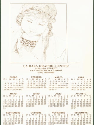 Item #272866 La Raza Graphic Center (broadside calendar). Linda . La Raza Graphic Center Lucero,...