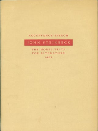 Item #273214 Acceptance Speech: The Nobel Prize For Literature, 1962. John Steinbeck