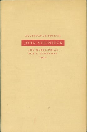 Item #273214 Acceptance Speech: The Nobel Prize For Literature, 1962. John Steinbeck