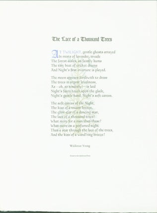 Item #274107 The Lace of a Thousand Trees (broadside). Waldemar Young