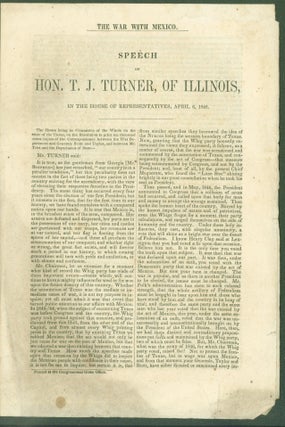 Item #274493 Speech of Hon. T. J. Turner, of Illinois, in the House of Representatives, April 6,...