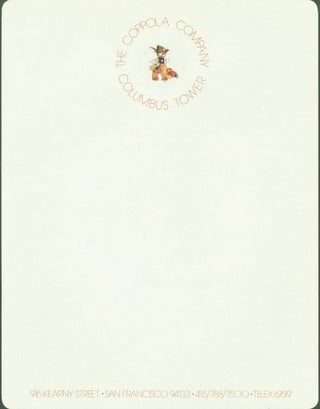 Item #274502 The Coppola Company (letterheaded paper). Francis Ford Coppola
