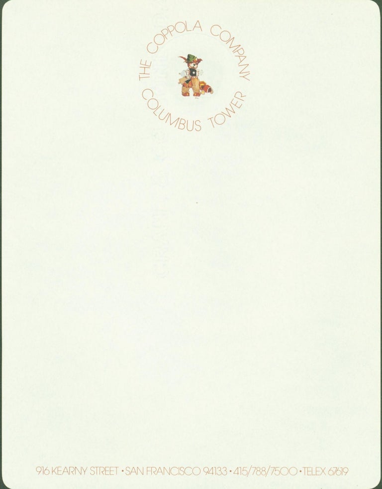 Item #274502 The Coppola Company (letterheaded paper). Francis Ford Coppola.