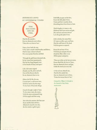 Item #274687 Shamrock Song (broadside). Katharine. Albert M. Bender Tynan
