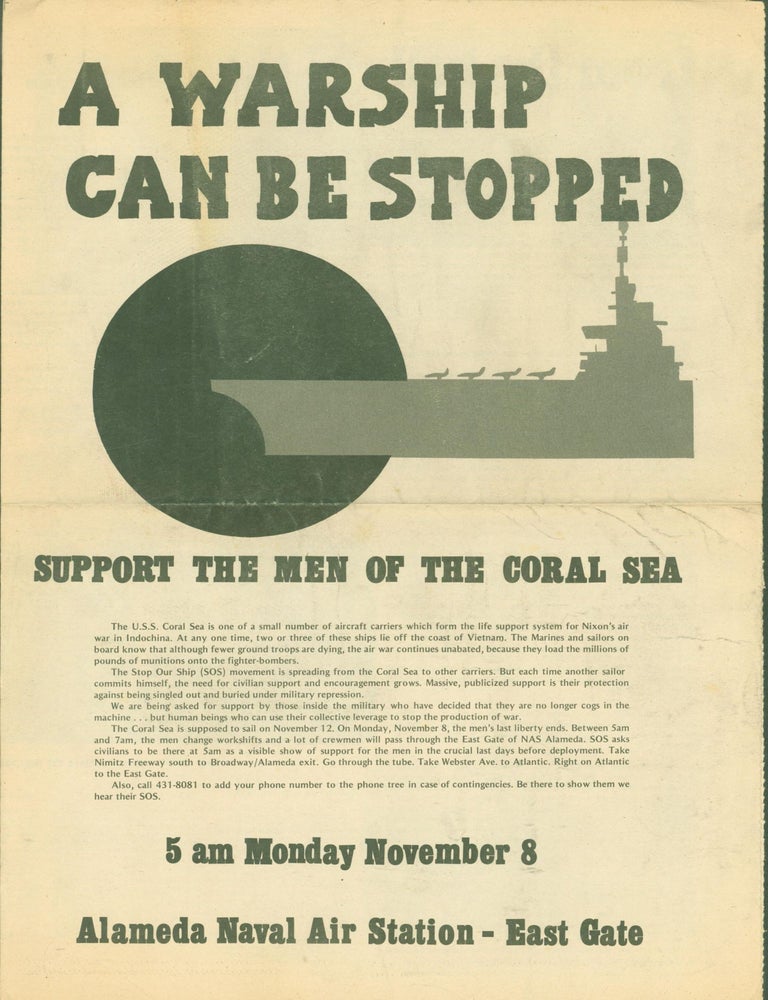 Item #274739 A War Ship Can Be Stopped: Support the Men of the Coral Sea. anonymous.