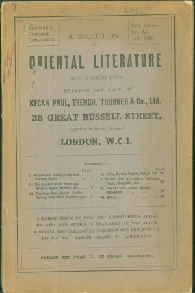 Item #274740 A Selection of Oriental Literature (4 calalogues). Trench Kegan Paul, Truber, Ltd Co