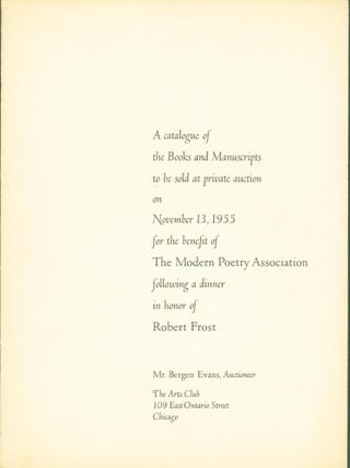 Item #274745 A catalogue of the Books and Manuscripts to be sold at private auction on November...