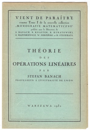 Theorie Des Operations Lineaires (Monografje Matematyczne, Tom 1)