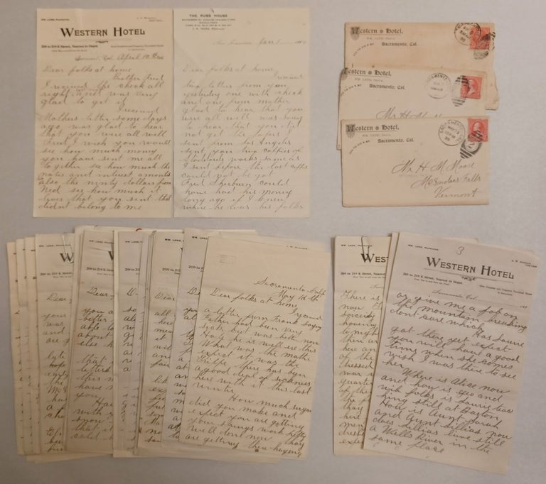 Item #275161 21 autograph letters, all but one addressed to 'Dear folks at home' in Vermont; the other to Cousin H. W. Moore in Candia, N. H. (1895-1896). Charles S. Moore, son of Alanson S. Moore, Laura Nielson Moore, Alison.