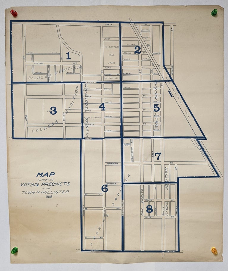 Item #275543 Map Showing Voting Precincts in the Town of Hollister 1928 (map Hollister, San Benito County, California)