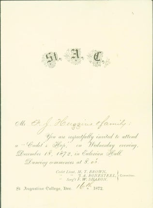 Item #275968 St. Augustine College (Benicia, California) invitation card. St. Augustine College