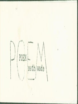 Item #276004 Poem (typewriter poem). Seth Wade
