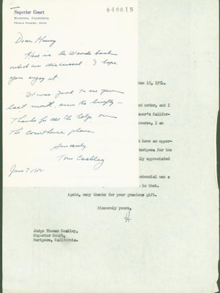 Item #276124 autograph letter. Thomas Coakley