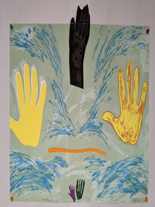 Item #276489 All Hands Here - Now (poster). Kate Delos, Santos