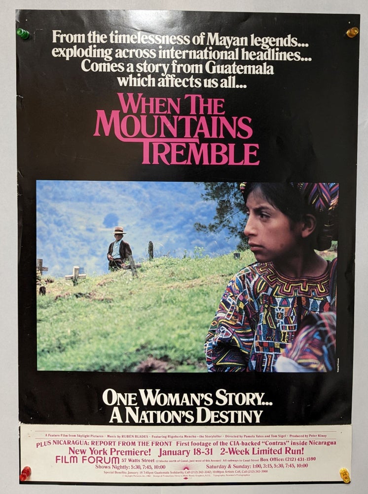 Item #276490 When the Mountains Tremble (movie poster). Pamela Yates, Tom Sigel . Peter Kinoy, directors, producer.