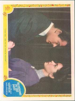 Pride and Prejudice (1940); Blossoms in the Dust, Unholy Partners, I'll Wait For You, Joe Smith, American, The Affairs of Martha (2 different cards), Kid Glove Killer (2 different cards), Panama Hattie (2 different cards), Seven Sweethearts (1942); Pilot #5 (2 different cards), Cry Havoc, None Shall Escape, Lost Angel (1943); A Letter for Evie (2 different cards) (1946); Smash-Up (2 cards, the same) (1947); Blossoms in the Dust (1950); Blue Denim (1959) (23 lobby cards, reproductions)