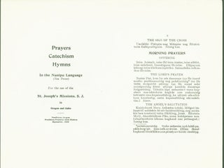Item #279213 Prayers Catechism Hymns in the Nunipu Language (Nez Perce) for the use of the St....