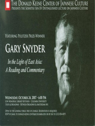 Item #279325 Gary Snyder. In the Light of East Asia: A Reading and Commentary. Gary Synder, The...