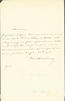 Item #279513 Autograph Letter Signed (ALS). Paul DelaRoche