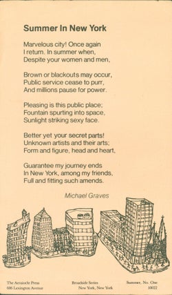Item #279649 Summer in New York (broadside). Michael Graves