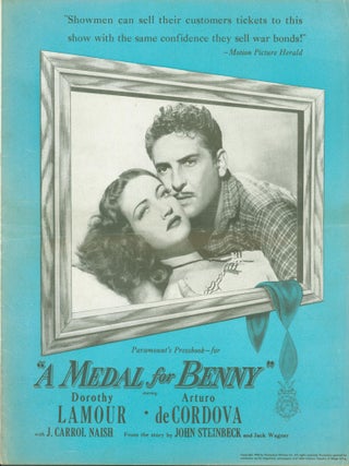 Item #280915 A Medal for Benny (pressbook). Frank . John Steinbeck Butler, Irving Pichel Jack...