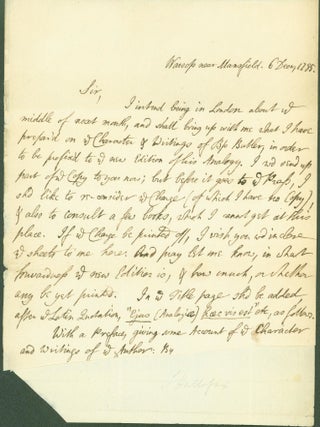 Item #281503 ALS 1785. With autograph and title 1789-1790 (2 items). Samuel Halifax, Hallifax