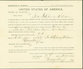 Item #281504 Declaration of Intention (to become a citizen of the United States). United States...