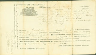 Item #281558 Document for Land Purchase Commonwealth of Pennsylvania, 1842. John John...
