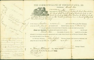 Item #281574 Document for land purchase Commonwealth of Pennsylvania, 1846. David . David Laporte...