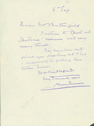 Item #282088 autograph letter signed. Harry Furniss