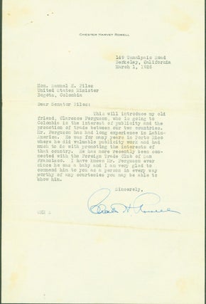 Item #282098 Typed letter signed. Chester Harvey Rowell