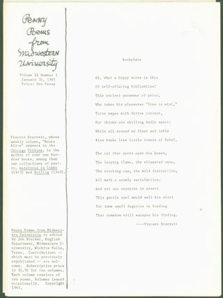 Item #282151 Penny Poems from Midwestern University: Volume II, No. 1; Vol. II, No. 6; Vol. II,...