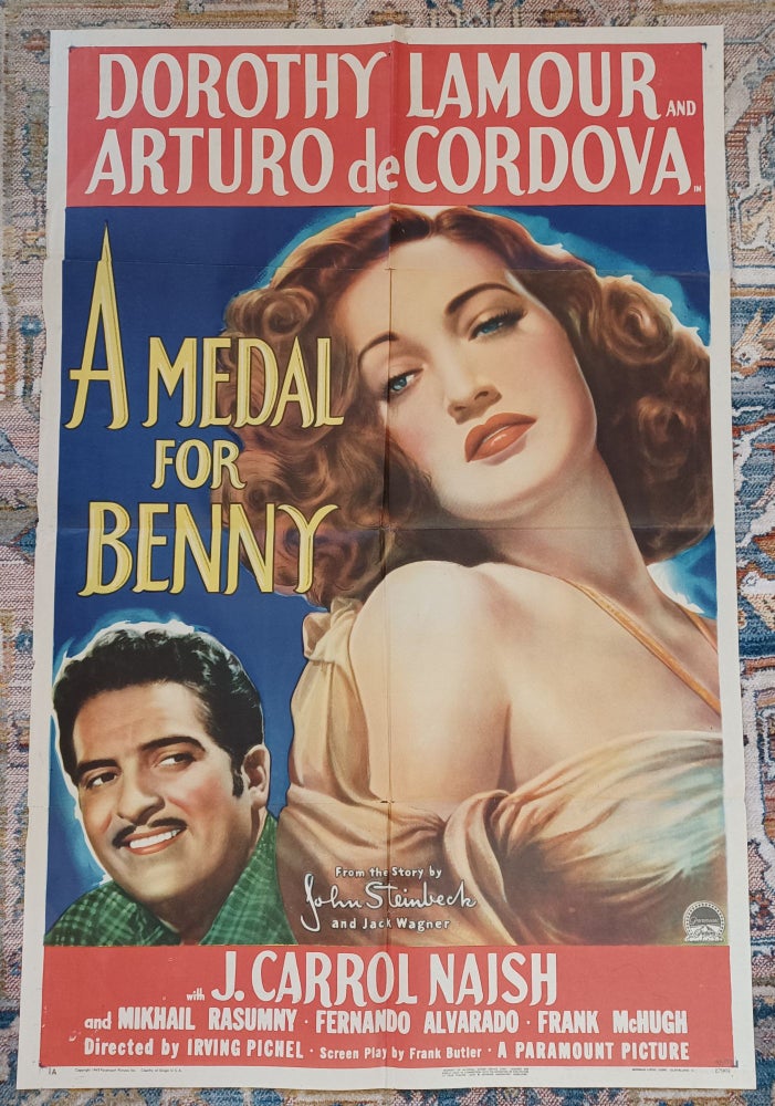 Item #282390 A Medal for Benny (movie poster). John Steinbeck, Jack Wagner . Irving Pichel, screenplay, director.