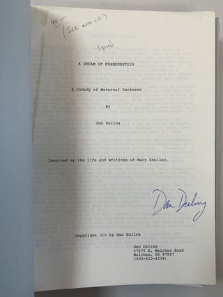 A Dream of Frankenstein: A Comedy of Maternal Darkness; Handful of Light; Going Down; Hard Road Home; Stranglehold (previously: Holding Patterns). Five playscripts