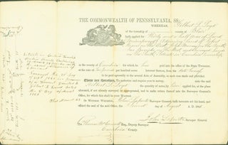 Item #286502 Land purchase agreement, Commonwealth of Pennsylvania, 1848 by Gilbert L. Loyd....