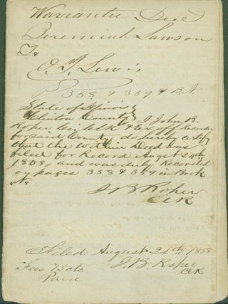 Item #286650 Indenture between Jeremiah Samson and Oliver J. Lewis, July 12, 1858, City of...