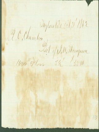 Item #286675 Bill of Sale between R. C. Chambers and I(?). W. Thompson, Taylorsville, 1862...