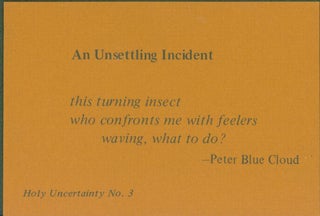 Item #286997 An Unsettling Incident (broadside). Peter Blue Cloud