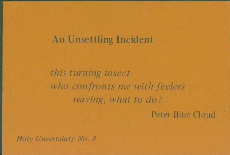 Item #286997 An Unsettling Incident (broadside). Peter Blue Cloud.