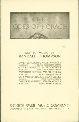 Item #287064 Vitas Hinnuleo me similis, Chloe: Four-part Chorus for Mixed Voices. Horace: Odes I,...