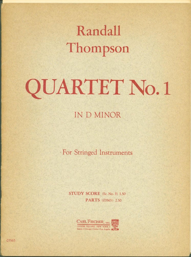 Item #287068 Quartet No. 1 in D Minor for Stringed Instruments. Randall Thompson.